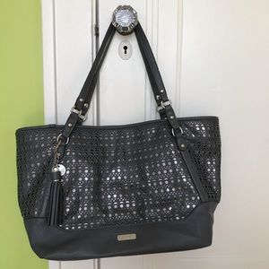 Jessica Simpson Gray and Silver Vegan Leather Tote